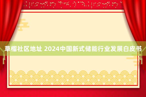 草榴社区地址 2024中国新式储能行业发展白皮书