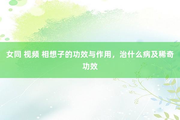 女同 视频 相想子的功效与作用，治什么病及稀奇功效