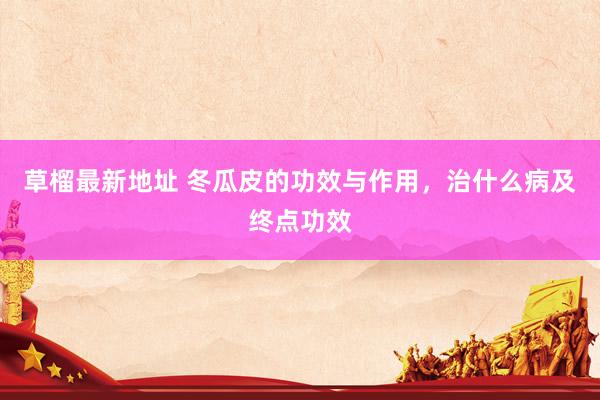 草榴最新地址 冬瓜皮的功效与作用，治什么病及终点功效